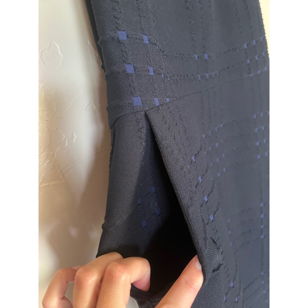 Badgley Mischka Navy Blue Jacquard Knit Cold Shoulder Cocktail Dress Luxury 12 - Picture 8 of 10